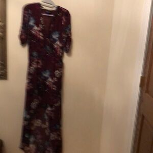 NICHOLAS plum colored floral silk chiffon dress